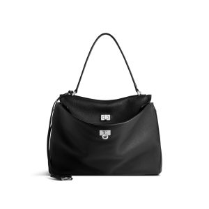 Balenciaga Women’s Rodeo Handbag Medium Grained Calfskin in Black 789772 #